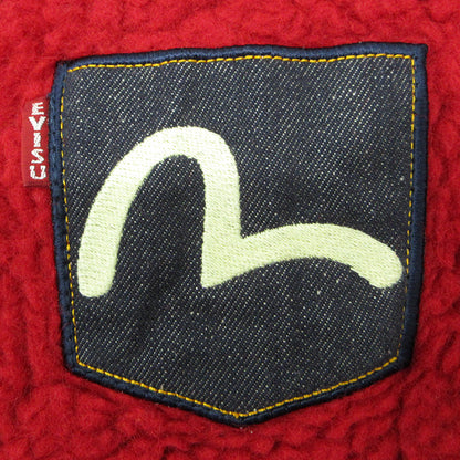 EVISU | エヴィス 胸ポケット付きウールボアフリース長袖パーカー ボアプルオーバージャケット カモメ刺繍 その他アウター レッド サイズ：XXL【三重本店】