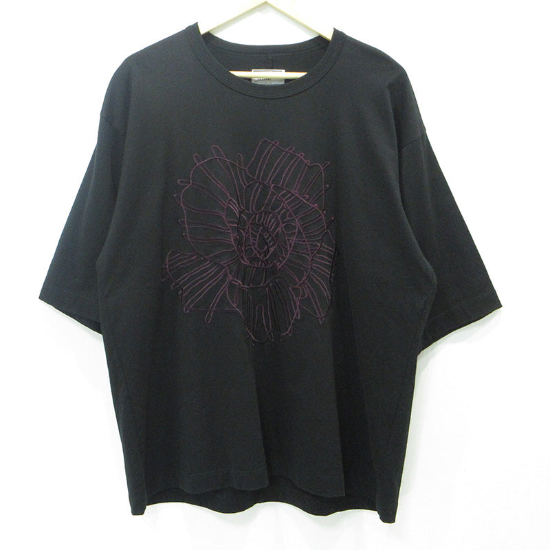 SHAREEF | シャリーフ ABSTRACT FLOWERemb S/S BIG T フラワー刺繍半袖Tシャツ 半袖Ｔシャツ 21315049 ブラック サイズ：2【三重本店】