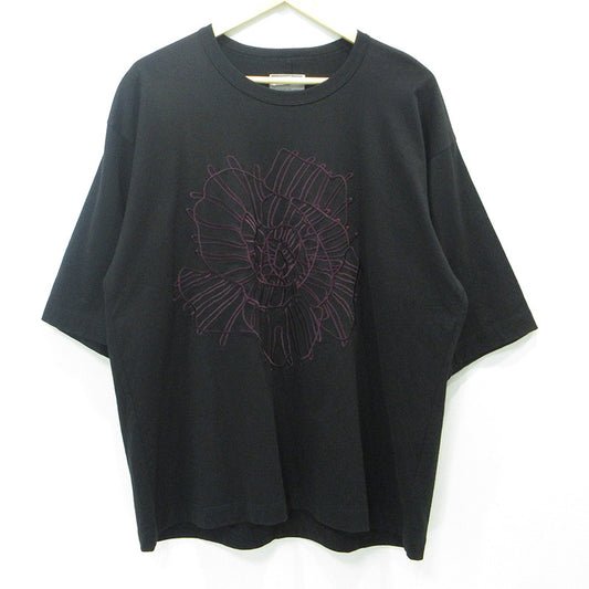 SHAREEF | シャリーフ ABSTRACT FLOWERemb S/S BIG T フラワー刺繍半袖Tシャツ 半袖Ｔシャツ 21315049 ブラック サイズ：2【三重本店】
