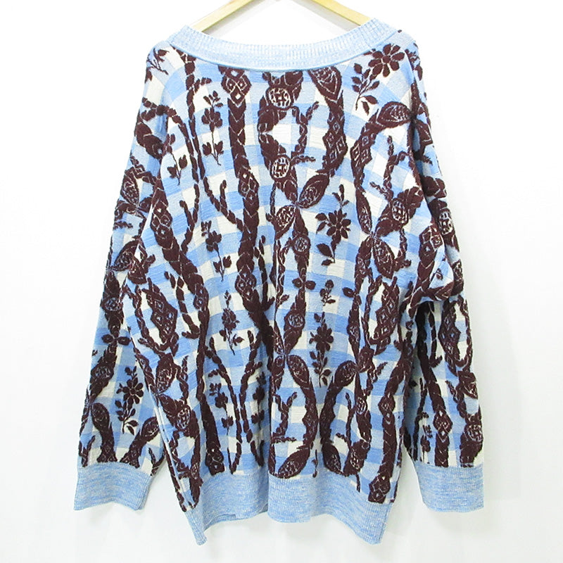 Vivienne Westwood | ヴィヴィアンウエストウッド RED LABEL レッドレーベル TYROLEAN FLOWER KNIT チロリアンフラワーニット 総柄Vネックウール混カーディガン カーディガン 16-13-132004 ライトブルー×ブラウン マルチカラー【三重本店】