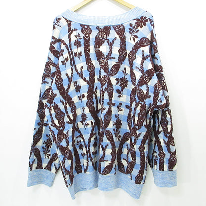 Vivienne Westwood | ヴィヴィアンウエストウッド RED LABEL レッドレーベル TYROLEAN FLOWER KNIT チロリアンフラワーニット 総柄Vネックウール混カーディガン カーディガン 16-13-132004 ライトブルー×ブラウン マルチカラー【三重本店】