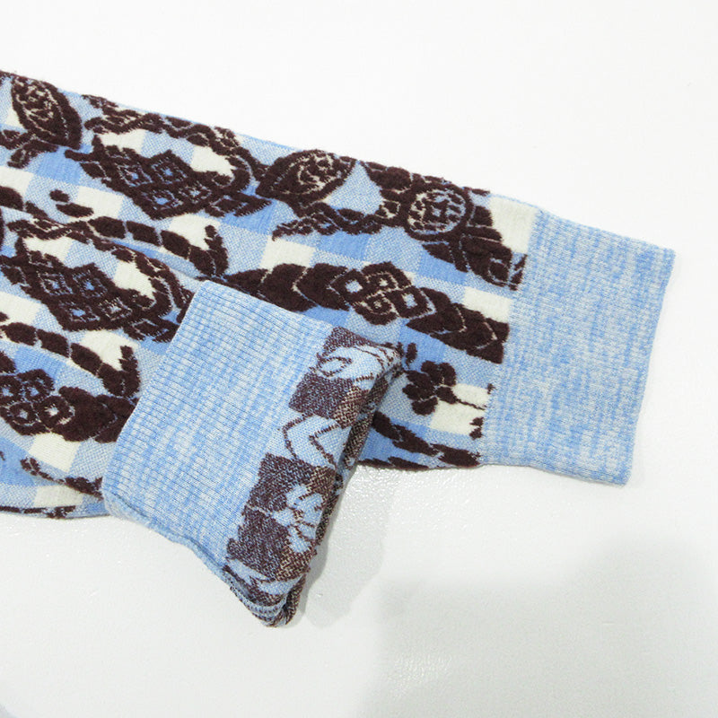 Vivienne Westwood | ヴィヴィアンウエストウッド RED LABEL レッドレーベル TYROLEAN FLOWER KNIT チロリアンフラワーニット 総柄Vネックウール混カーディガン カーディガン 16-13-132004 ライトブルー×ブラウン マルチカラー【三重本店】