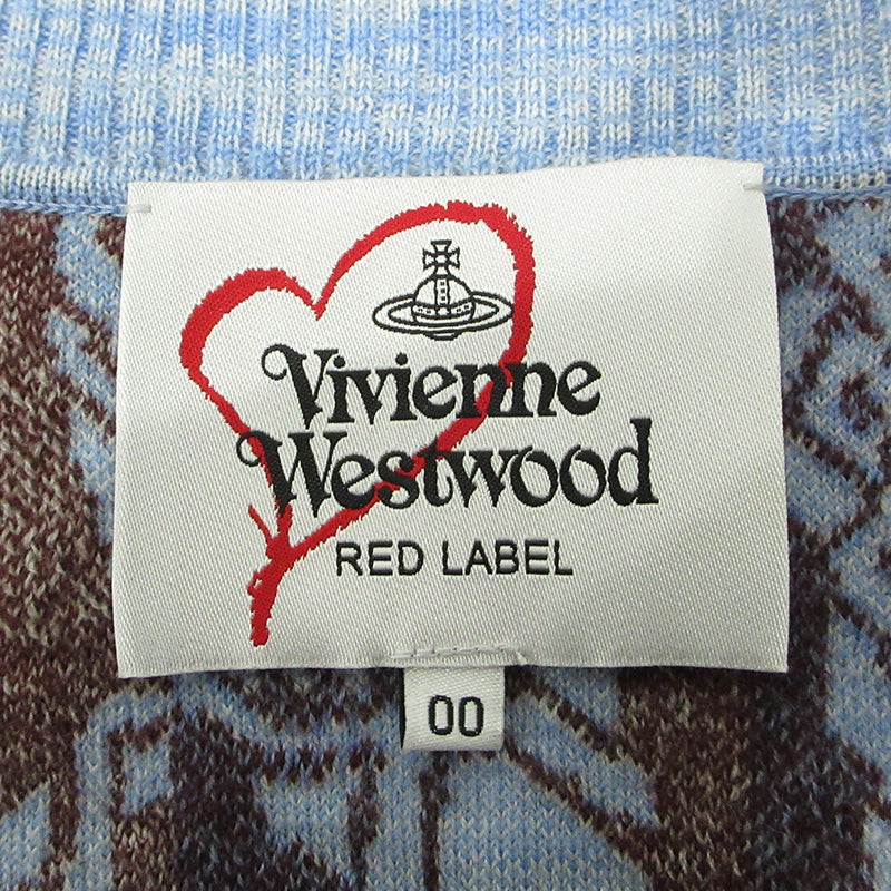 Vivienne Westwood | ヴィヴィアンウエストウッド RED LABEL レッドレーベル TYROLEAN FLOWER KNIT チロリアンフラワーニット 総柄Vネックウール混カーディガン カーディガン 16-13-132004 ライトブルー×ブラウン マルチカラー【三重本店】