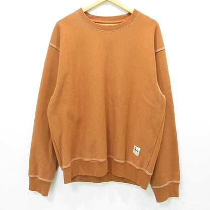 STUSSY | ステューシー Contrast Stitch Label crewneck コントラストステッチ長袖スウェットシャツ ロゴワッペン 裏起毛 スウェット 118458 ライトブラウン系 テラコッタ オレンジ系 サイズ：XL【三重本店】