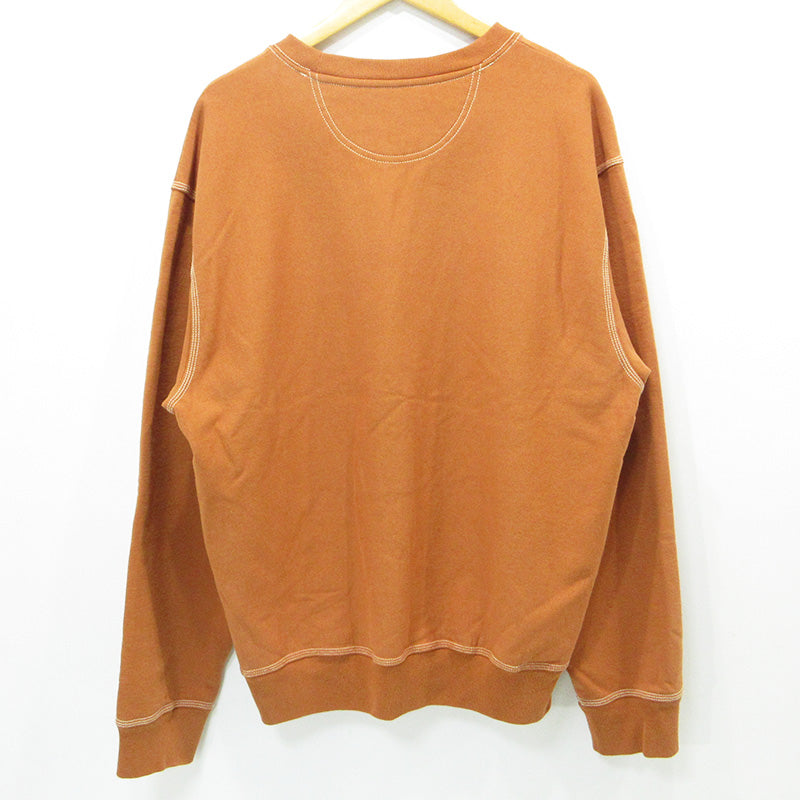 STUSSY | ステューシー Contrast Stitch Label crewneck コントラストステッチ長袖スウェットシャツ ロゴワッペン 裏起毛 スウェット 118458 ライトブラウン系 テラコッタ オレンジ系 サイズ：XL【三重本店】