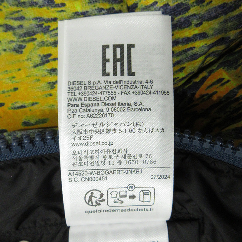 DIESEL | ディーゼル W-BOGAERT PUFFER JACKET 総柄中綿ジャケット 中綿ジャケット A14520 イエロー×ブルー マルチカラー サイズ：46【三重本店】
