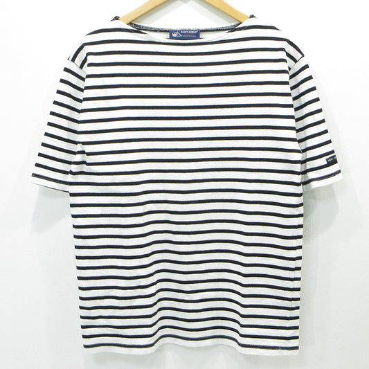SAINT JAMES | セントジェームス バスクシャツ 総柄半袖Tシャツ ボーダー柄 半袖Ｔシャツ ホワイト×ブラック サイズ：M【三重本店】