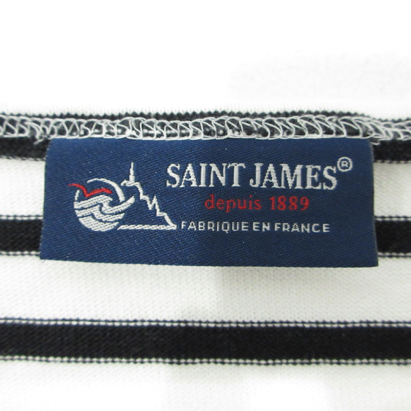 SAINT JAMES | セントジェームス バスクシャツ 総柄半袖Tシャツ ボーダー柄 半袖Ｔシャツ ホワイト×ブラック サイズ：M【三重本店】