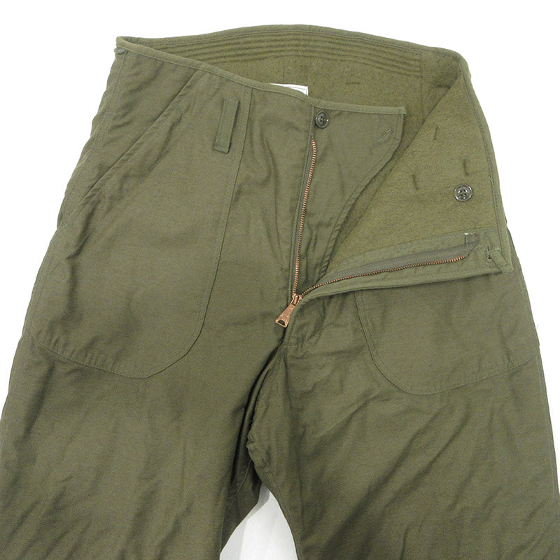 MILITARY衣料 | ミリタリーイリョウ U.S.NAVY A-2 デッキパンツ TROUSERS COLD WEATHER PERMEABLE TYPE1 80's 米海軍 ミリタリーパンツ パンツ 8440-00-221-0852 カーキグリーン サイズ：31【三重本店】