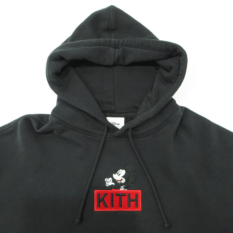 KITH | キース × DISNEY ディズニー ミッキー ロゴ刺繍長袖パーカー パーカー ブラック系 チャコールグレー サイズ：L【三重本店】