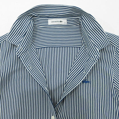 LACOSTE | ラコステ ロゴ刺繍総柄長袖シャツ ストライプ柄 長袖シャツ ネイビー×ホワイト サイズ：34【三重本店】