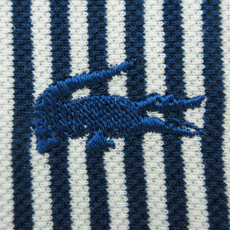 LACOSTE | ラコステ ロゴ刺繍総柄長袖シャツ ストライプ柄 長袖シャツ ネイビー×ホワイト サイズ：34【三重本店】