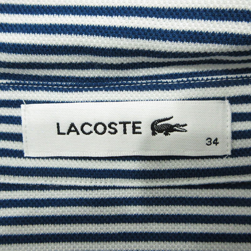 LACOSTE | ラコステ ロゴ刺繍総柄長袖シャツ ストライプ柄 長袖シャツ ネイビー×ホワイト サイズ：34【三重本店】