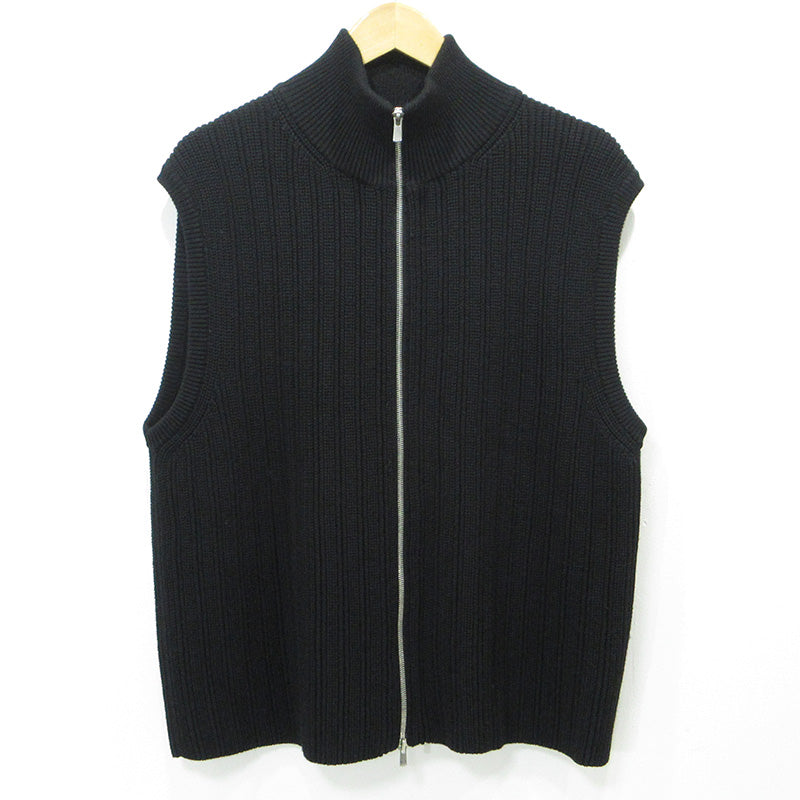 BATONER | バトナー × STUDIOUS ステュディオス別注 OVERSIZE DRIVERS KNIT VEST オーバーサイズドライバーズニットベスト ウールニットジップベスト ベスト BN-23FM-073 ブラック サイズ：FreeSize【三重本店】