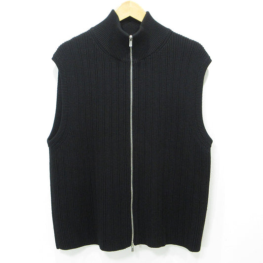 BATONER | バトナー × STUDIOUS ステュディオス別注 OVERSIZE DRIVERS KNIT VEST オーバーサイズドライバーズニットベスト ウールニットジップベスト ベスト BN-23FM-073 ブラック サイズ：FreeSize【三重本店】