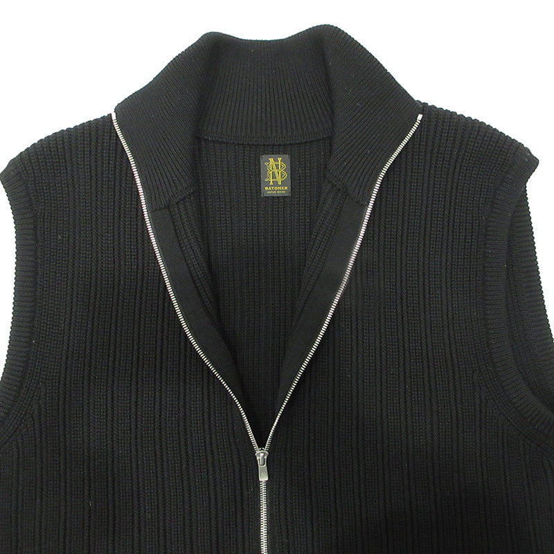 BATONER | バトナー × STUDIOUS ステュディオス別注 OVERSIZE DRIVERS KNIT VEST オーバーサイズドライバーズニットベスト ウールニットジップベスト ベスト BN-23FM-073 ブラック サイズ：FreeSize【三重本店】