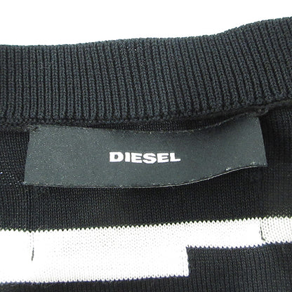 DIESEL | ディーゼル M-CORNELIAN 総柄プルオーバー長袖カーディガン 不規則ボーダー柄ニット セーター カーディガン ブラック×ホワイト サイズ：XS【三重本店】