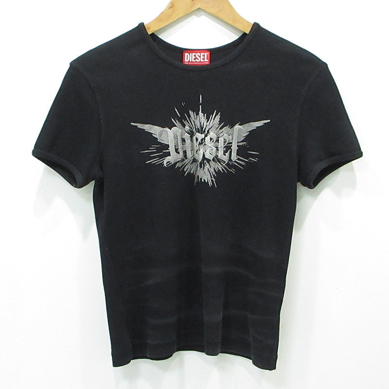 DIESEL | ディーゼル ロゴプリント半袖Tシャツ 汚れ加工 半袖Ｔシャツ A14231 0WFBM ブラック サイズ：XL【三重本店】