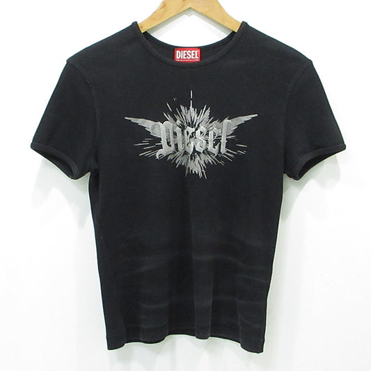DIESEL | ディーゼル ロゴプリント半袖Tシャツ 汚れ加工 半袖Ｔシャツ A14231 0WFBM ブラック サイズ：XL【三重本店】