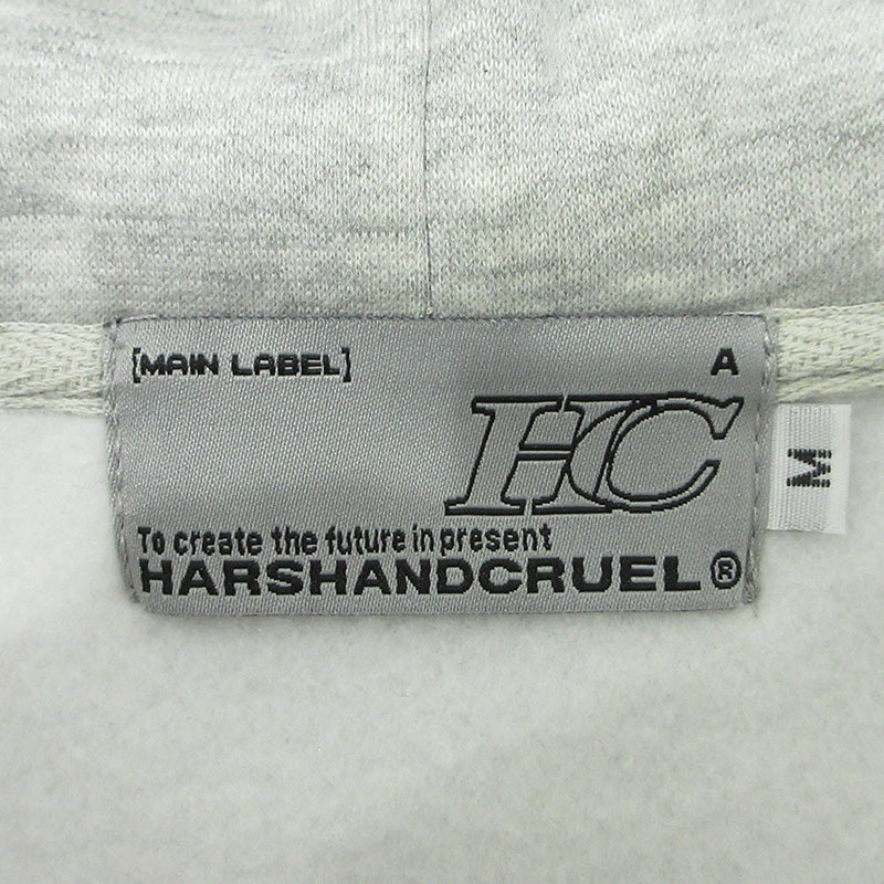 Harsh and Cruel | ハーシュアンドクルーエル フロントリボンジップアップパーカー 裏起毛ジップパーカー パーカー グレー サイズ：M【三重本店】
