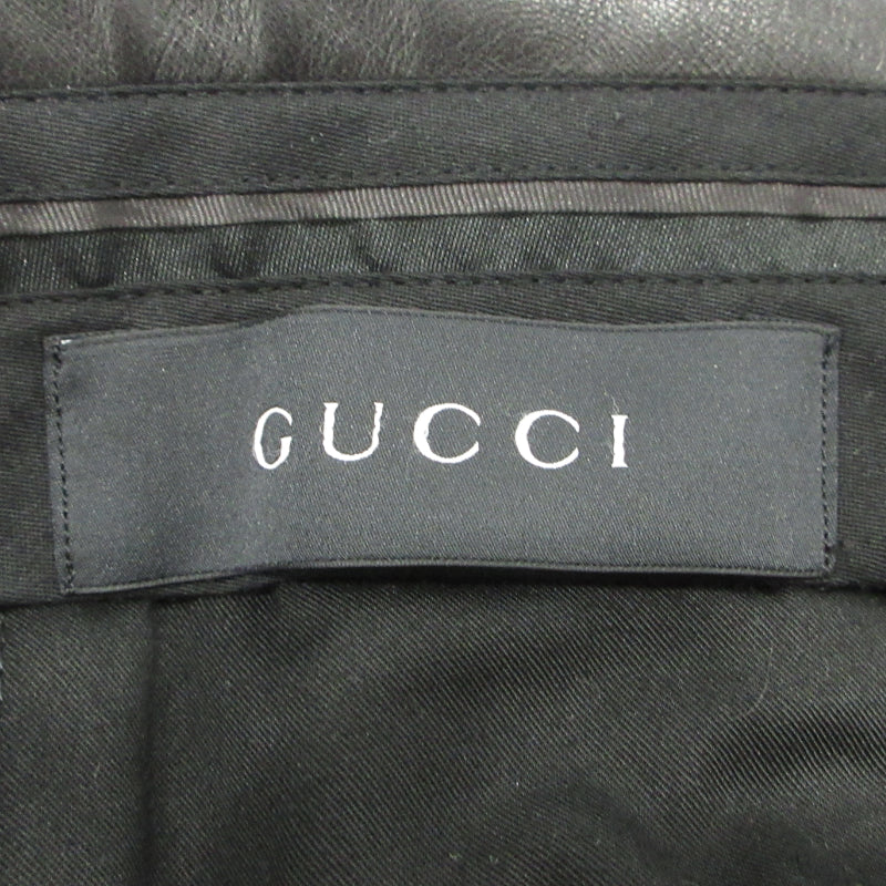 GUCCI | グッチ レザーコンビ スリムベロアパンツ パンツ 352985 ネイビー サイズ：48【三重本店】