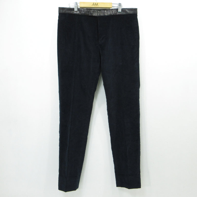 GUCCI | グッチ レザーコンビ スリムベロアパンツ パンツ 352985 ネイビー サイズ：48【三重本店】
