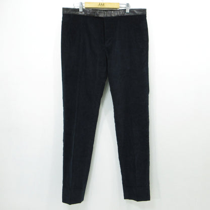 GUCCI | グッチ レザーコンビ スリムベロアパンツ パンツ 352985 ネイビー サイズ：48【三重本店】