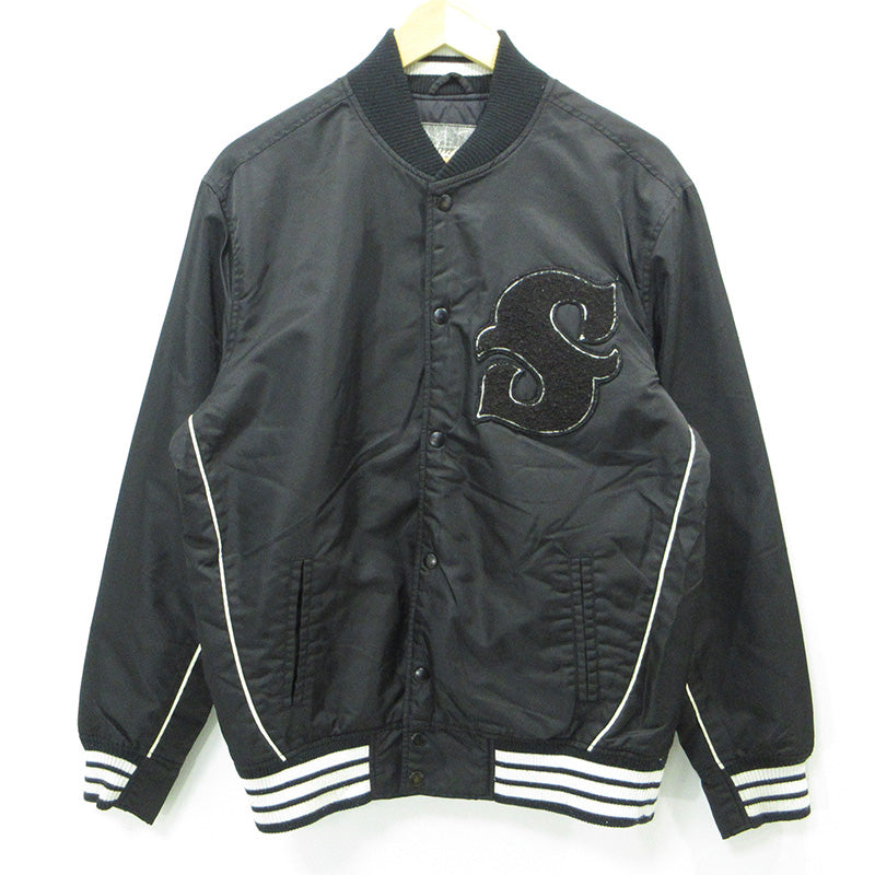STUSSY | ステューシー OLD GOLD オールドゴールド ロゴワッペンスタジャン 中綿ナイロンジャケット スタジャン ブラック サイズ：M【三重本店】
