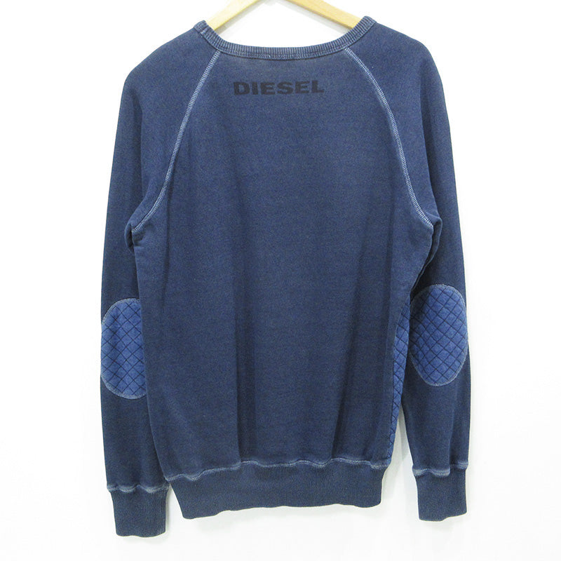 DIESEL | ディーゼル キルティング切替えロゴプリント長袖スウェットシャツ エルボーパッチ スウェット ネイビー サイズ：M【三重本店】