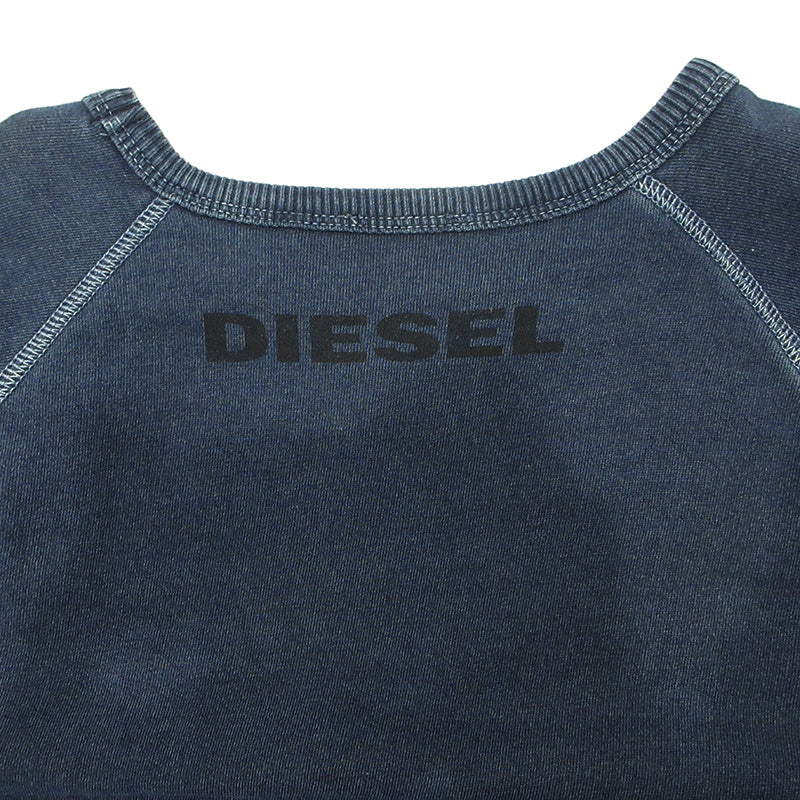 DIESEL | ディーゼル キルティング切替えロゴプリント長袖スウェットシャツ エルボーパッチ スウェット ネイビー サイズ：M【三重本店】