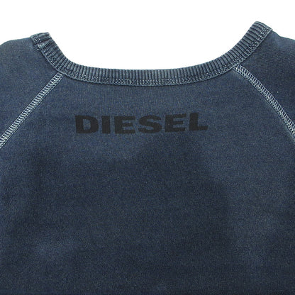 DIESEL | ディーゼル キルティング切替えロゴプリント長袖スウェットシャツ エルボーパッチ スウェット ネイビー サイズ：M【三重本店】