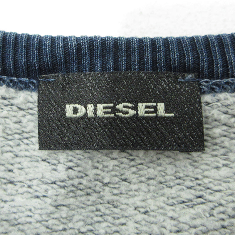 DIESEL | ディーゼル キルティング切替えロゴプリント長袖スウェットシャツ エルボーパッチ スウェット ネイビー サイズ：M【三重本店】