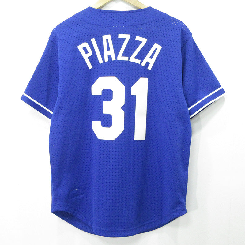 MITCHELL&NESS | ミッシェルアンドネスミッチェルアンドネス × DODGERS PIAZZA ドジャーズ ピアッツァ ベースボールシャツ ロゴメッシュ半袖シャツ ジャッキーロビンソン50周年 半袖シャツ ブルー サイズ：M【三重本店】