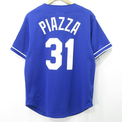 MITCHELL&NESS | ミッシェルアンドネスミッチェルアンドネス × DODGERS PIAZZA ドジャーズ ピアッツァ ベースボールシャツ ロゴメッシュ半袖シャツ ジャッキーロビンソン50周年 半袖シャツ ブルー サイズ：M【三重本店】