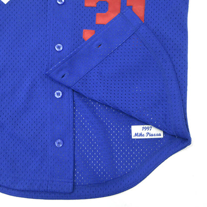 MITCHELL&NESS | ミッシェルアンドネスミッチェルアンドネス × DODGERS PIAZZA ドジャーズ ピアッツァ ベースボールシャツ ロゴメッシュ半袖シャツ ジャッキーロビンソン50周年 半袖シャツ ブルー サイズ：M【三重本店】