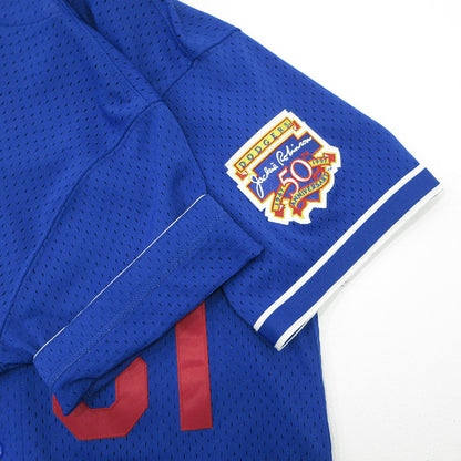 MITCHELL&NESS | ミッシェルアンドネスミッチェルアンドネス × DODGERS PIAZZA ドジャーズ ピアッツァ ベースボールシャツ ロゴメッシュ半袖シャツ ジャッキーロビンソン50周年 半袖シャツ ブルー サイズ：M【三重本店】