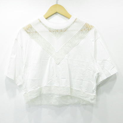 BURBERRY London England | バーバリーロンドンイングランド レース切替え半袖Tシャツ 半袖Ｔシャツ 8066320 ホワイト サイズ：XS【三重本店】