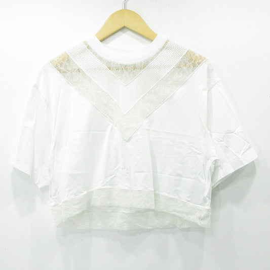 BURBERRY London England | バーバリーロンドンイングランド レース切替え半袖Tシャツ 半袖Ｔシャツ 8066320 ホワイト サイズ：XS【三重本店】
