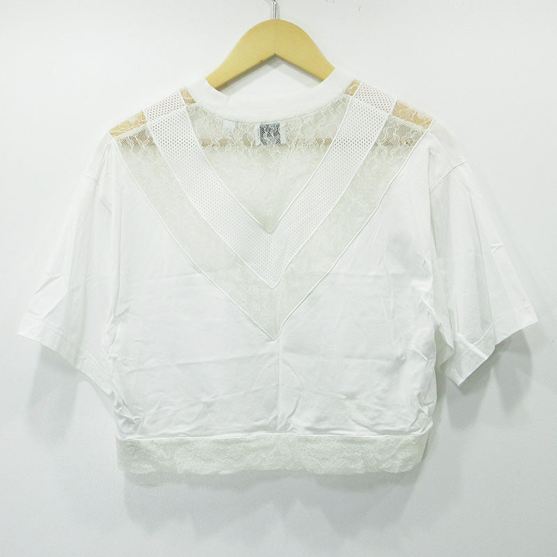 BURBERRY London England | バーバリーロンドンイングランド レース切替え半袖Tシャツ 半袖Ｔシャツ 8066320 ホワイト サイズ：XS【三重本店】