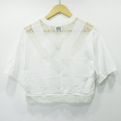 BURBERRY London England | バーバリーロンドンイングランド レース切替え半袖Tシャツ 半袖Ｔシャツ 8066320 ホワイト サイズ：XS【三重本店】