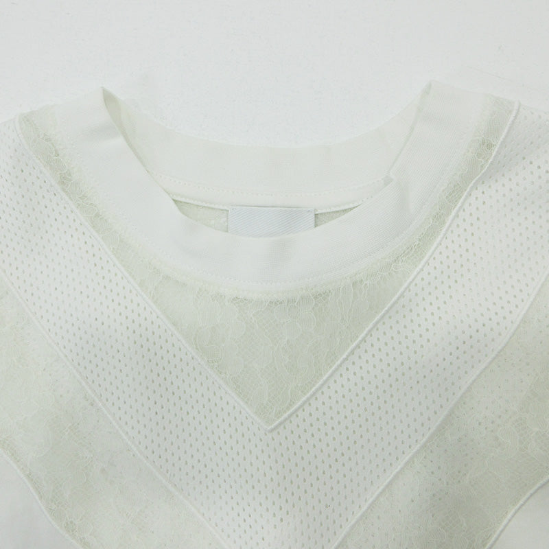 BURBERRY London England | バーバリーロンドンイングランド レース切替え半袖Tシャツ 半袖Ｔシャツ 8066320 ホワイト サイズ：XS【三重本店】