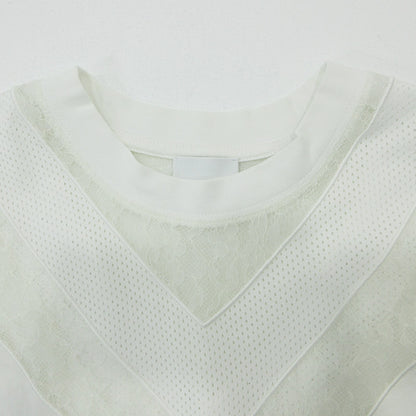 BURBERRY London England | バーバリーロンドンイングランド レース切替え半袖Tシャツ 半袖Ｔシャツ 8066320 ホワイト サイズ：XS【三重本店】