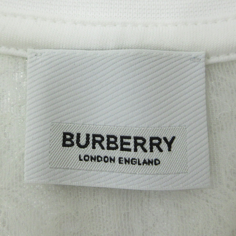 BURBERRY London England | バーバリーロンドンイングランド レース切替え半袖Tシャツ 半袖Ｔシャツ 8066320 ホワイト サイズ：XS【三重本店】