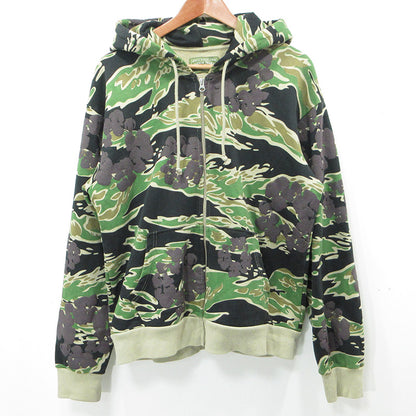 DENIM TEARS | デニムティアーズ COTTON CAMO WREATH ZIP HOODIE コットンカモリースジップフーディー 総柄長袖ジップパーカー 迷彩柄 パーカー カーキグリーン カモ マルチカラー サイズ：M【三重本店】
