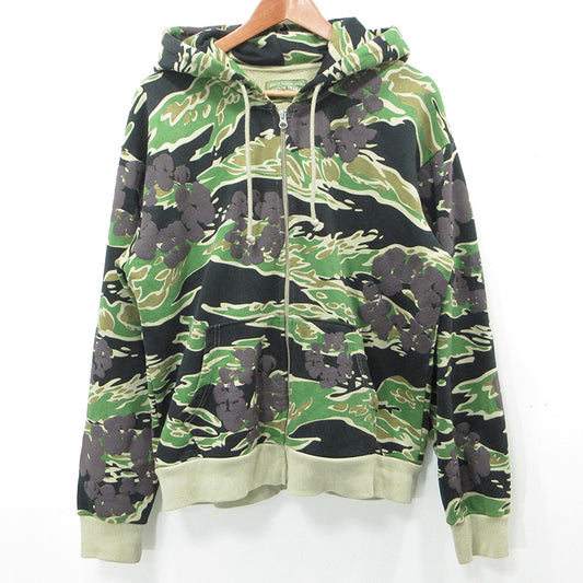 DENIM TEARS | デニムティアーズ COTTON CAMO WREATH ZIP HOODIE コットンカモリースジップフーディー 総柄長袖ジップパーカー 迷彩柄 パーカー カーキグリーン カモ マルチカラー サイズ：M【三重本店】