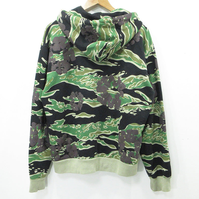 DENIM TEARS | デニムティアーズ COTTON CAMO WREATH ZIP HOODIE コットンカモリースジップフーディー 総柄長袖ジップパーカー 迷彩柄 パーカー カーキグリーン カモ マルチカラー サイズ：M【三重本店】