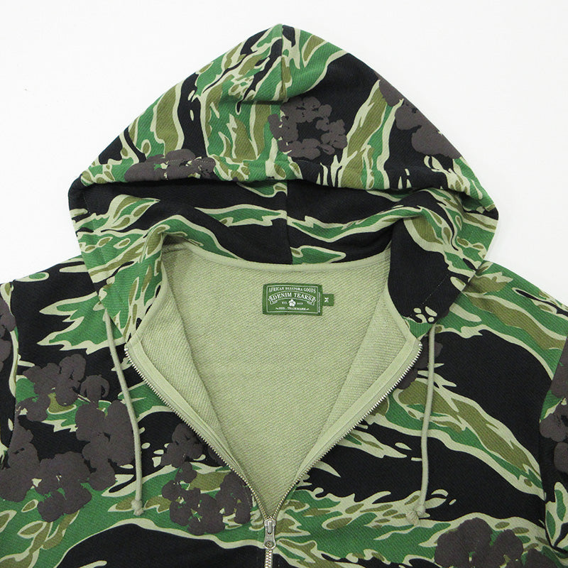 DENIM TEARS | デニムティアーズ COTTON CAMO WREATH ZIP HOODIE コットンカモリースジップフーディー 総柄長袖ジップパーカー 迷彩柄 パーカー カーキグリーン カモ マルチカラー サイズ：M【三重本店】