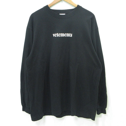 VETEMENTS | ヴェトモンベトモン Barcode Patch Logo Print L/S Tee バーコードパッチロゴプリントL/STシャツ 20SS ロゴプリント長袖Tシャツ 長袖Ｔシャツ SS20TR190 ブラック サイズ：XL【三重本店】