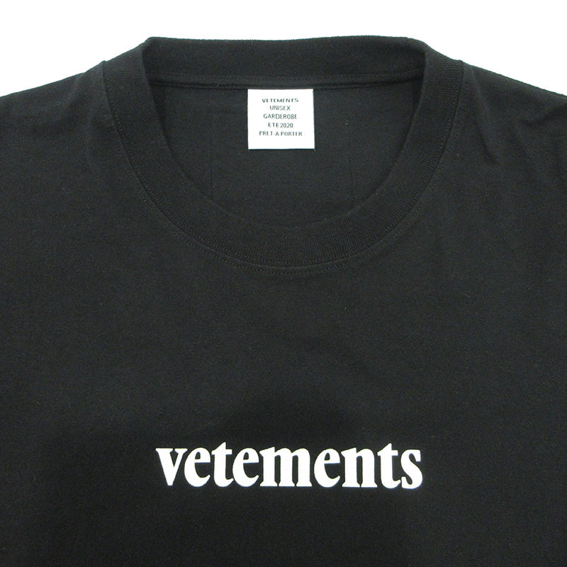 VETEMENTS | ヴェトモンベトモン Barcode Patch Logo Print L/S Tee バーコードパッチロゴプリントL/STシャツ 20SS ロゴプリント長袖Tシャツ 長袖Ｔシャツ SS20TR190 ブラック サイズ：XL【三重本店】