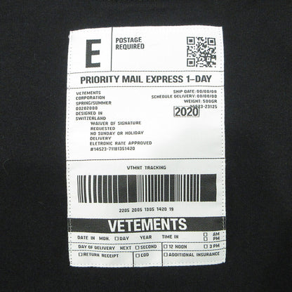 VETEMENTS | ヴェトモンベトモン Barcode Patch Logo Print L/S Tee バーコードパッチロゴプリントL/STシャツ 20SS ロゴプリント長袖Tシャツ 長袖Ｔシャツ SS20TR190 ブラック サイズ：XL【三重本店】